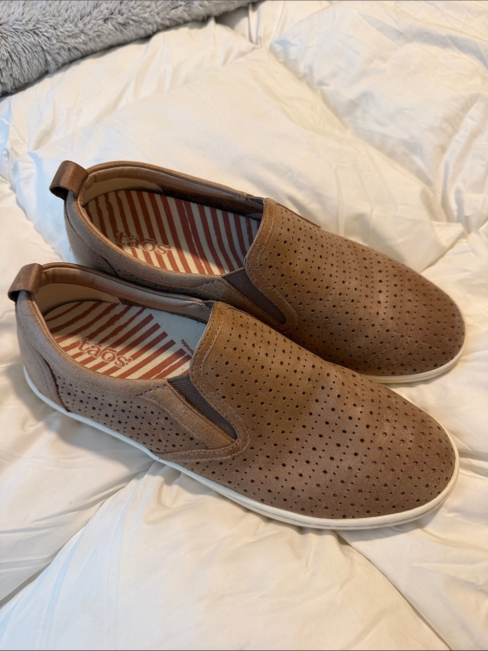 Women’s Slip-On Perforated Casual Shoes - Tan